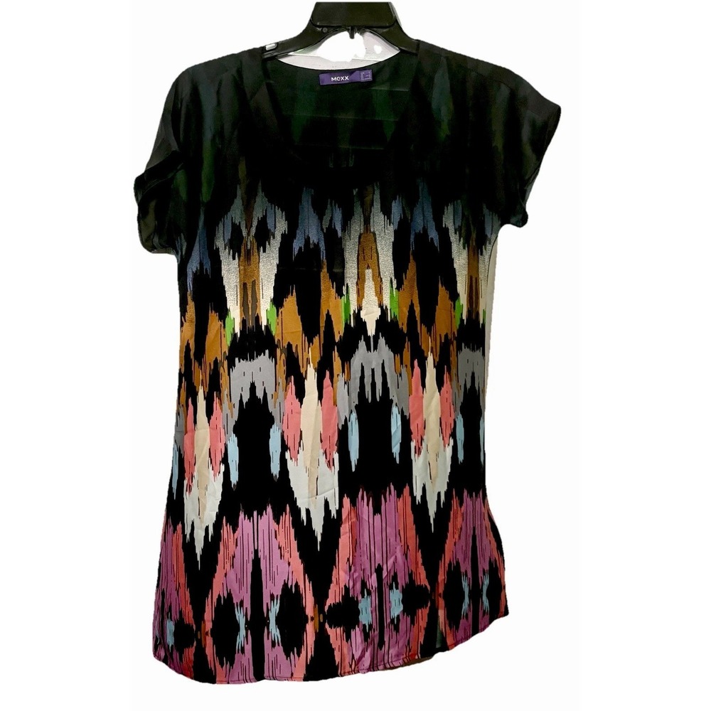 mexx womens satin Dress Multicolored Mini Satin Sz XS Geometric Abstract Hipster